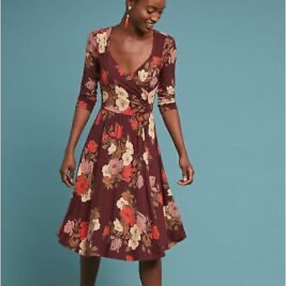 Maeve Dresses & Skirts - Maeve Burgundy Floral Midi Dress